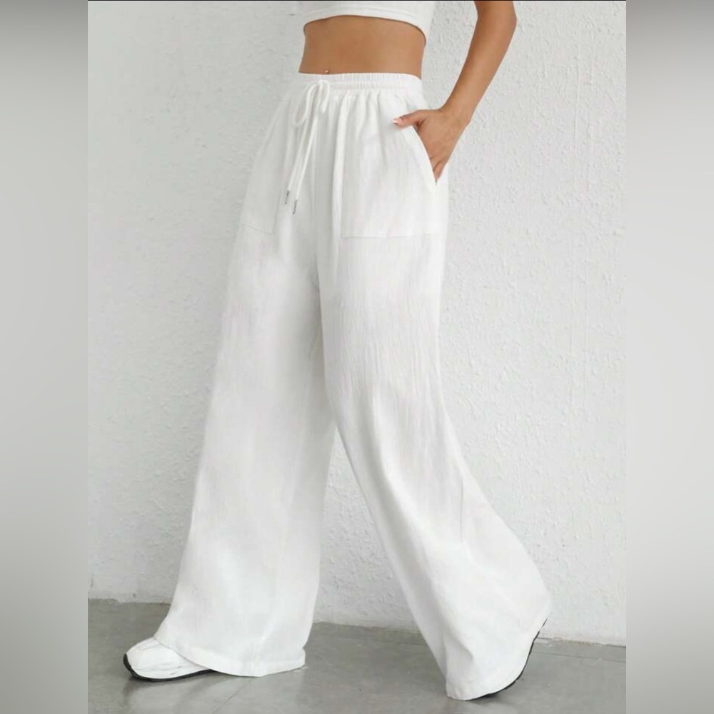 White Drawstring Pants - Picture 2 of 11
